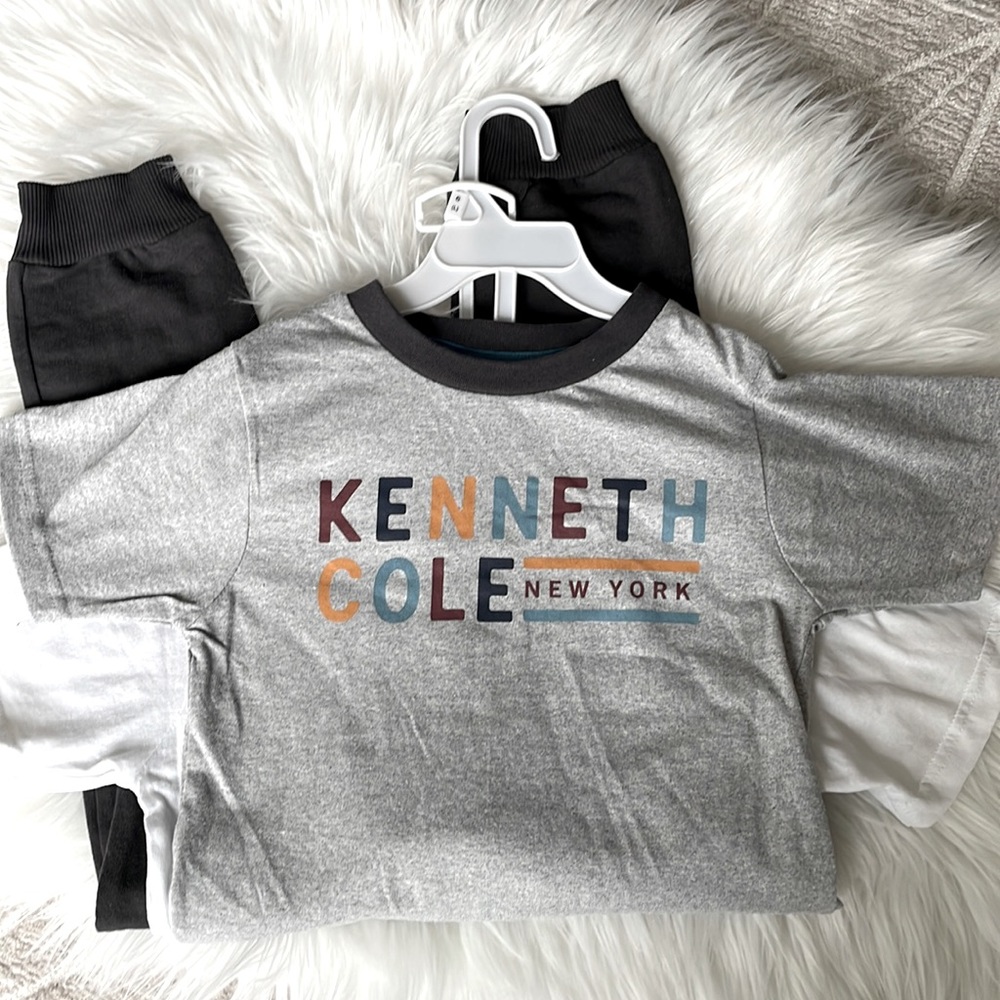 NWT Kenneth Cole 3 piece boys set of 2 T-shirts and joggers, size 6
